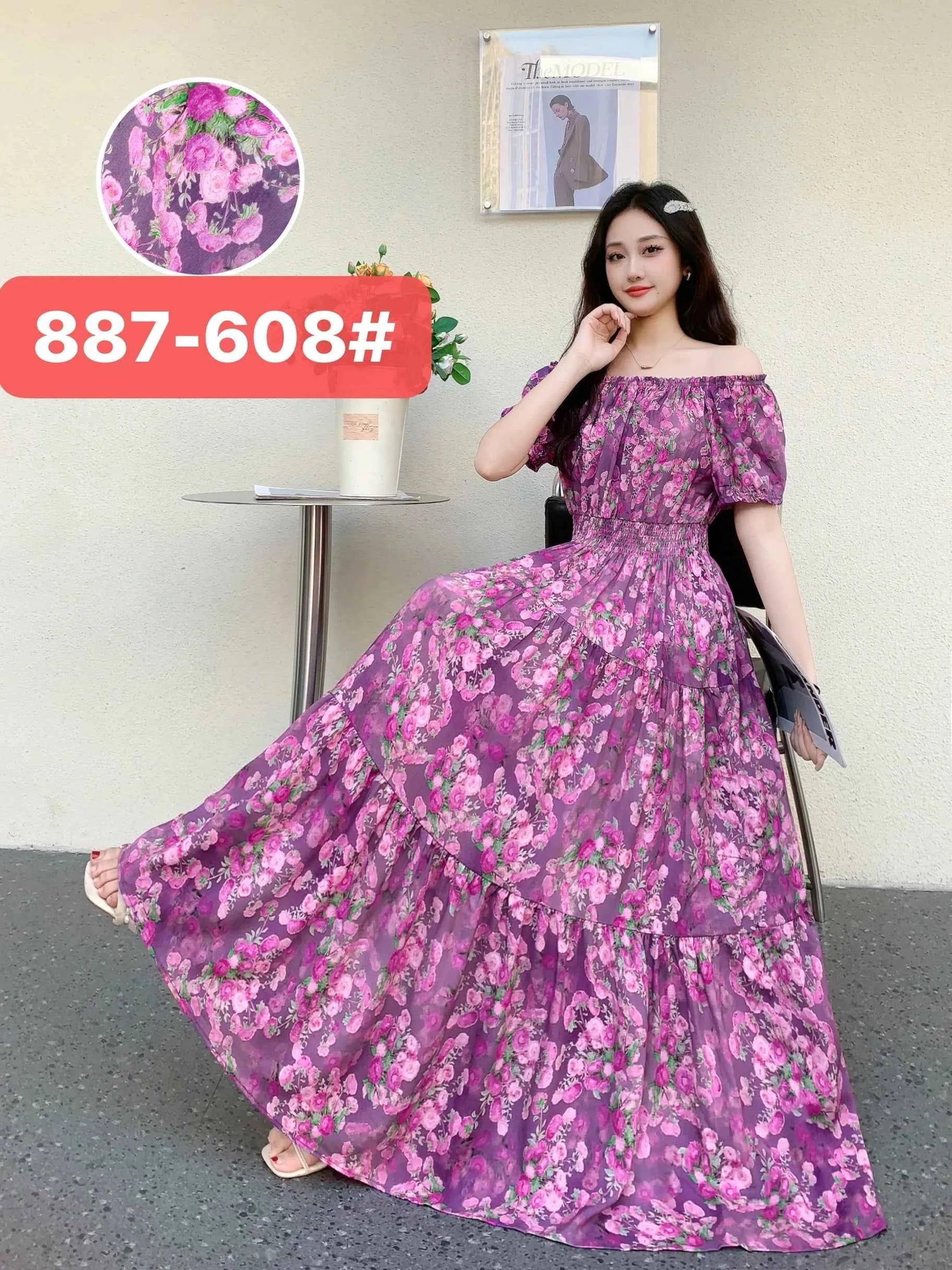 Long Maxi Dress Women Clothing Spring Summer Bohemian Holiday Beach Korean Style Floral Vintage Slim Vestidos Robe Dresses Boho