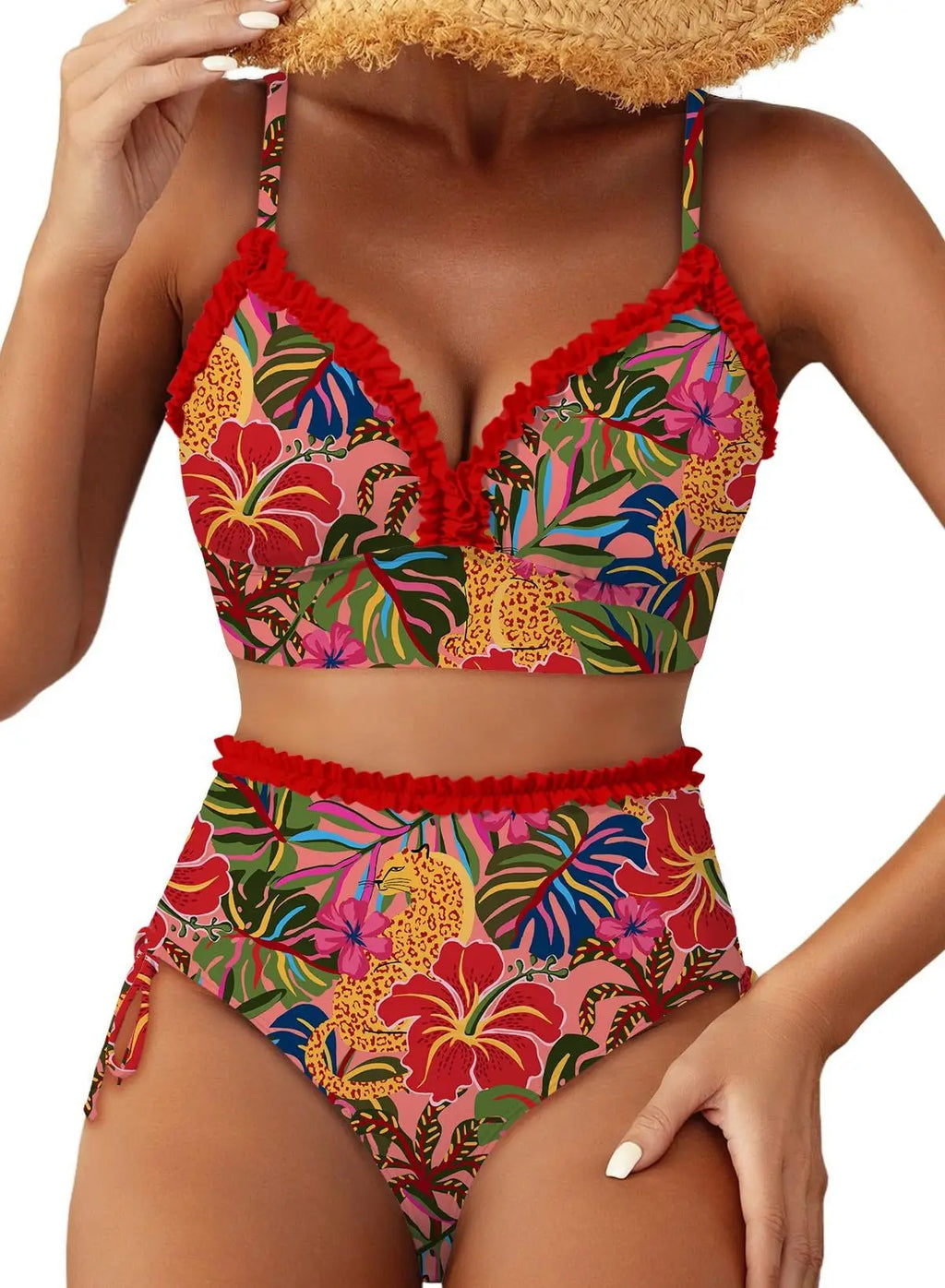 2026 V Neck String Two Piece Bikini With Shorts Women Swimwear Female Swimsuit Bathers Bathing Swimming Suit Beachwear Summer