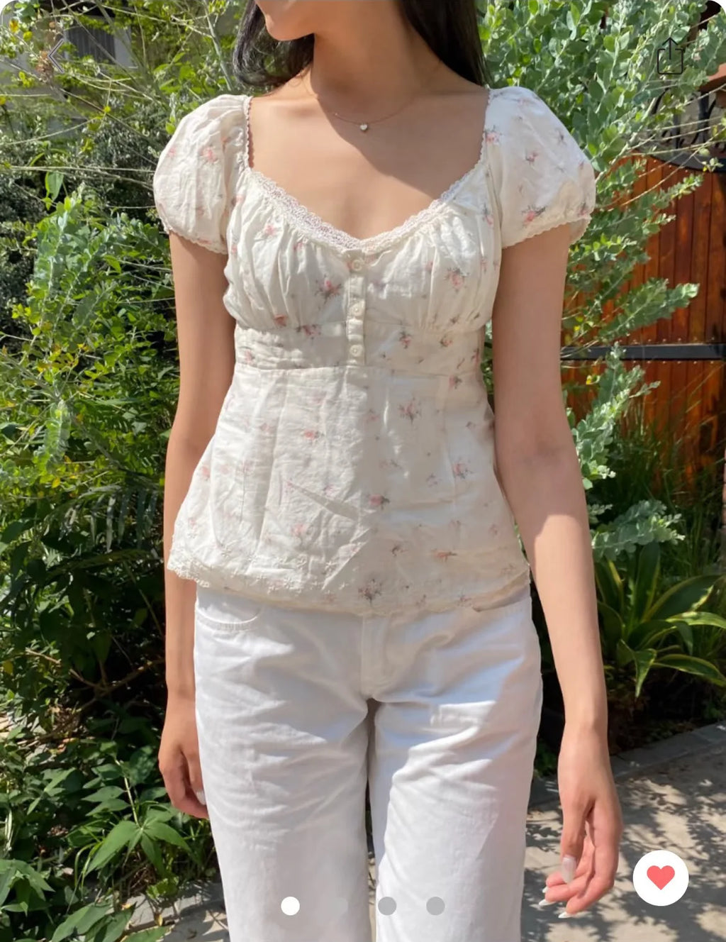 White Striped V-neck Buttons T-shirts Women New Casual Cotton Lace Trim Sexy Crop Tops Sweet Cute Preppy Style Blouse Tees Y2K