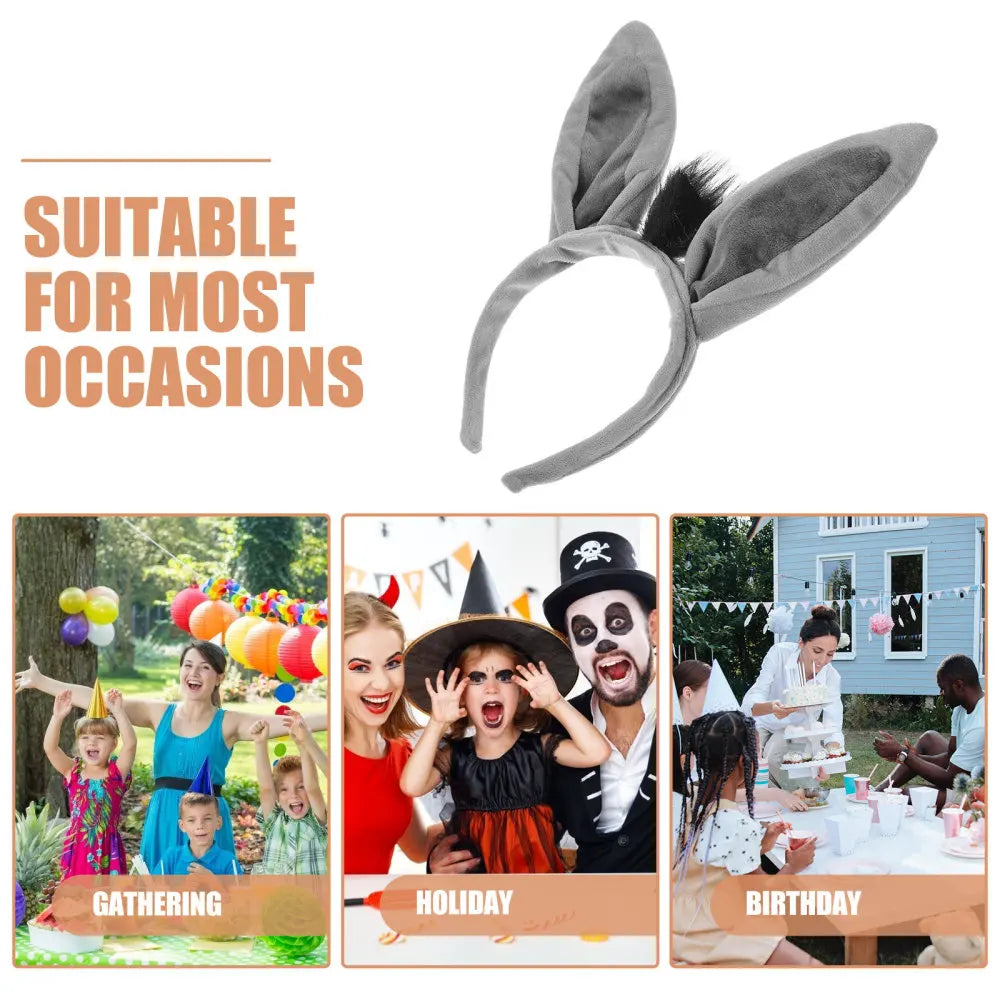 1Pc Donkey Ears Headband Cute Hairband Animal Costume Donkey Ear Hair Accessories For Party Halloween Cosplay Headbands