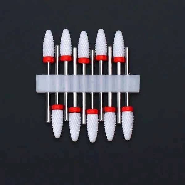 10pcs Ceramic Nail Drill Bits Set Milling Cutter for Electric Manicure Bit Flame Corn Files Pedicure Machine Polish Accesoires