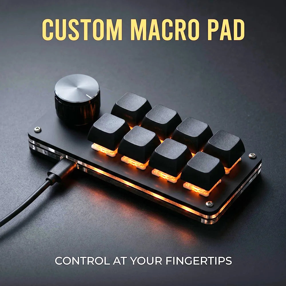 8-Key Mechanical Macro Keypad for Multi-Functional Editing