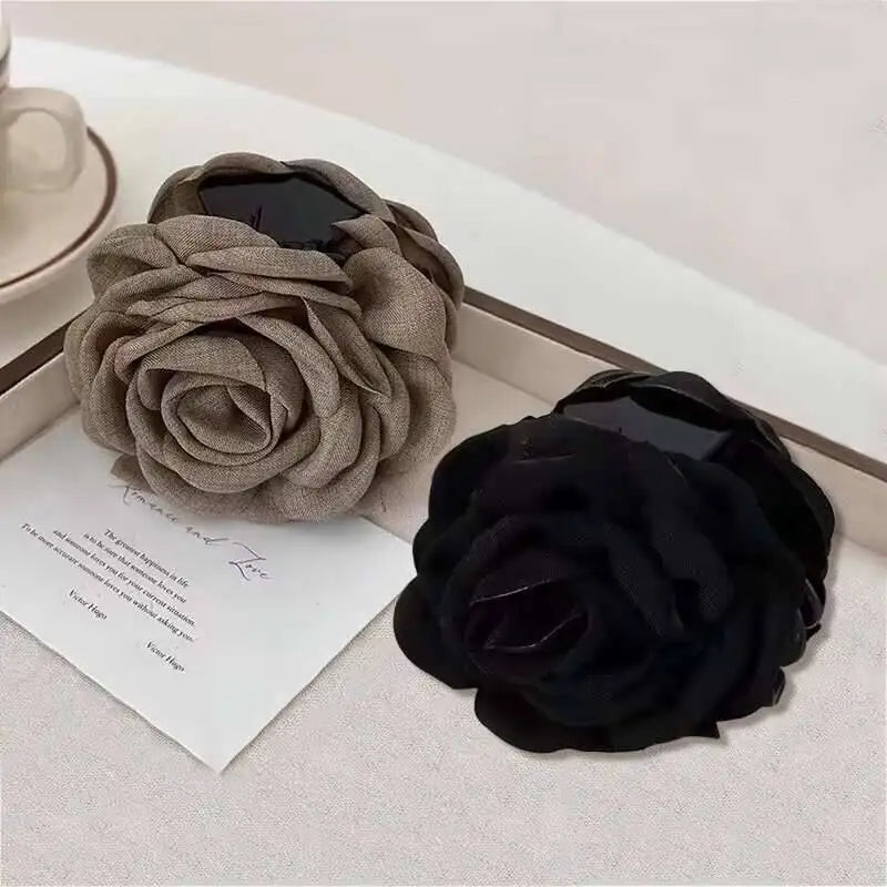 9cm Large Flower Hair Barrettes French Crab Claw For Women Hair Accessories Korean Back Of Head Shark Clip Girls Gifts