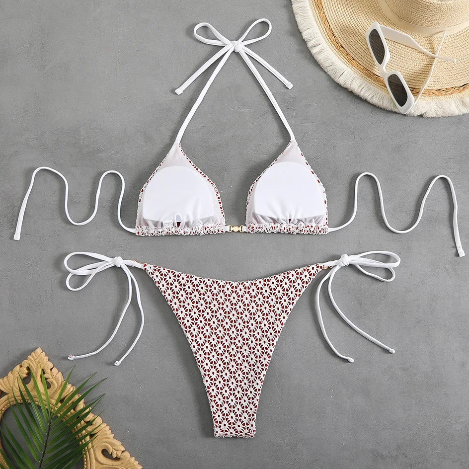 Sexy Micro Bikini 2025 Women Chain Swimsuit Female Swimwear Thong Bikinis Sets Brazilian Bathing Suit Beach Wear Lace Up Biquini