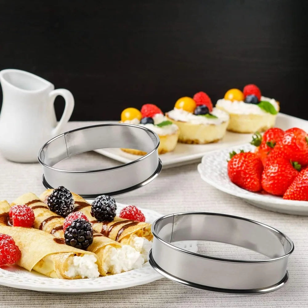 12packs Crumpet Rings Muffin Rings Stainless Steel Nonstick Metal Round Molds for Cake Cookie Cooking Baking Kitchen Tools