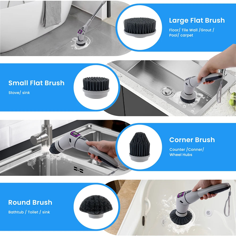 Cordless Electric Spin Scrubber With 10 Brush Heads