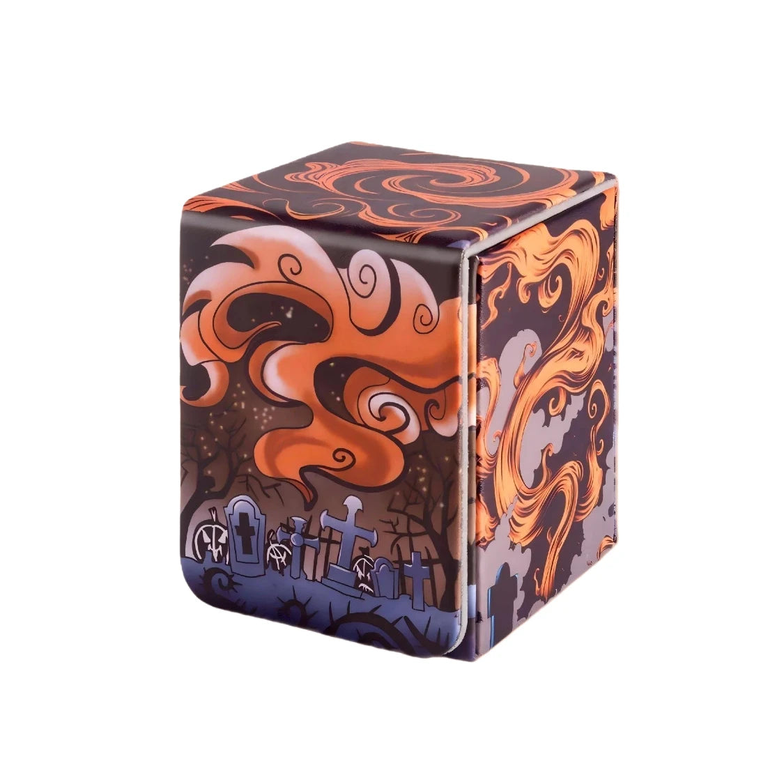 Premium Pu Leather Card Box Compatible with Mtg Cards - Can Hold More Than 100 Single Set Cards, Trading Card Storage Box Suitable for Tcg/Ptcg/Ygo Cards, Sports Card Holder with 2 Dividers, 4 Designs to Choose From, Card Org