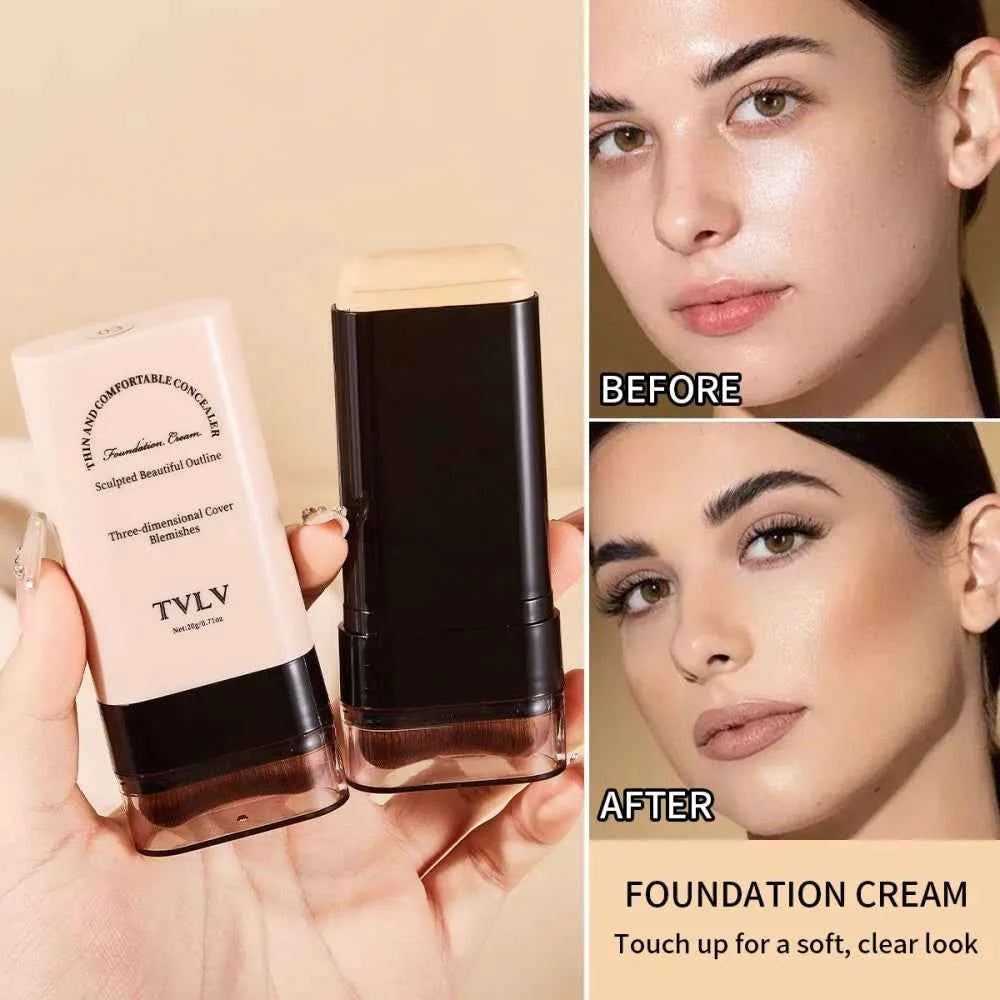 Skin Beauty Double-end Foundation Stick,Velvet Moist Light Concealer Foundation Long-lasting Flawless Makeup Face Beauty Makeup