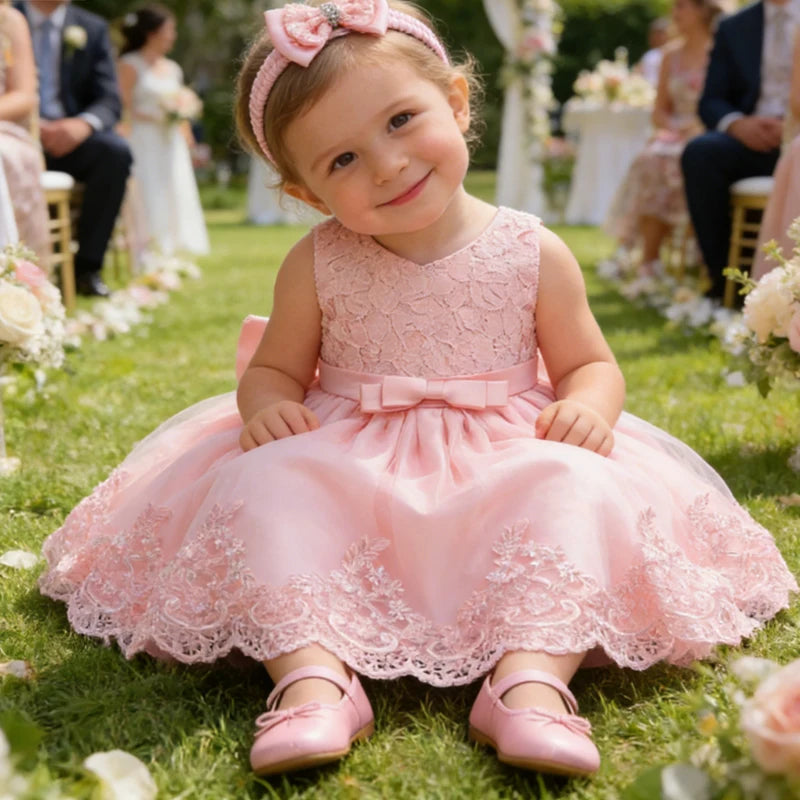 Newborn Baby Girls White Princess Christmas Dress Kids Dresses For Girls Baptism 1st Birthday Wedding Bridesmaid Infant Vestidos