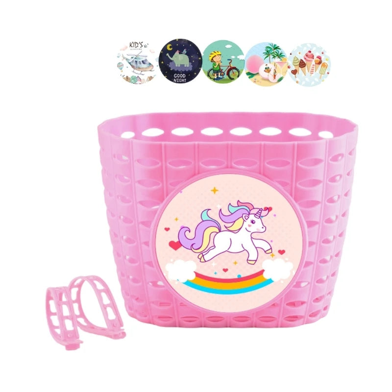 Kids Bike Basket for Boy Girl Front Bicylcles Handlebars Waterproof Basket with Fastens Strap Teen Small Bike Basket