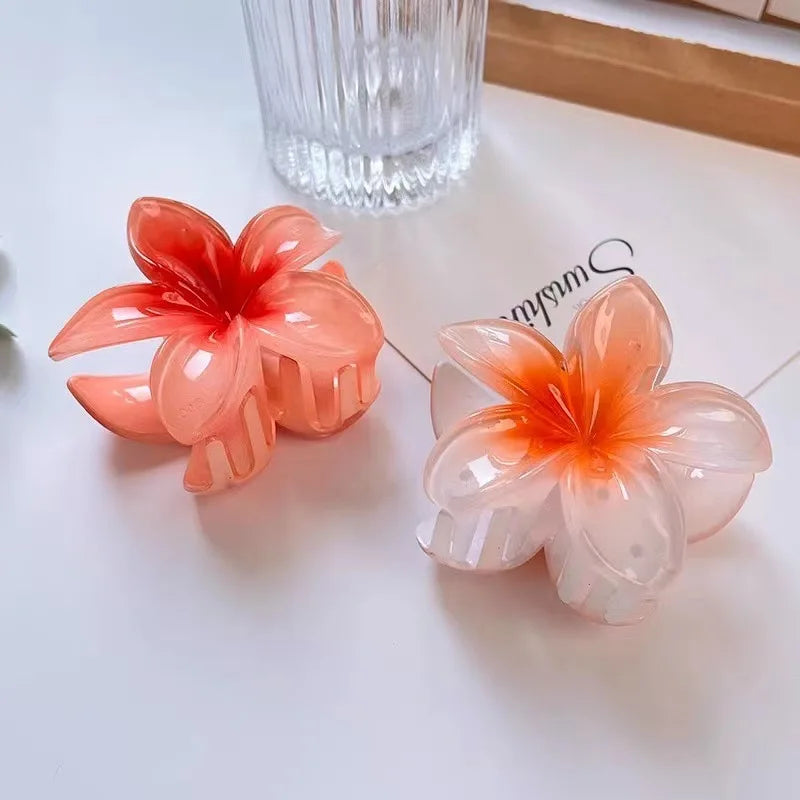 Bohemian Flower Hair Claw Clip For Women Sweet Floral Hair Claws Crab Clamp Barrettes Hawaiian Headwear Beach Accessories Girl