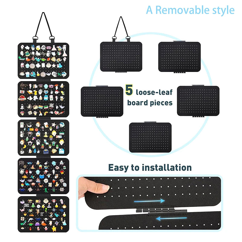 1pc Foldable Felt Jewelry Organizer,Wall Hanging 5-Tier Earring Pendant Display,Storage Bag For Necklaces,Bracelets
