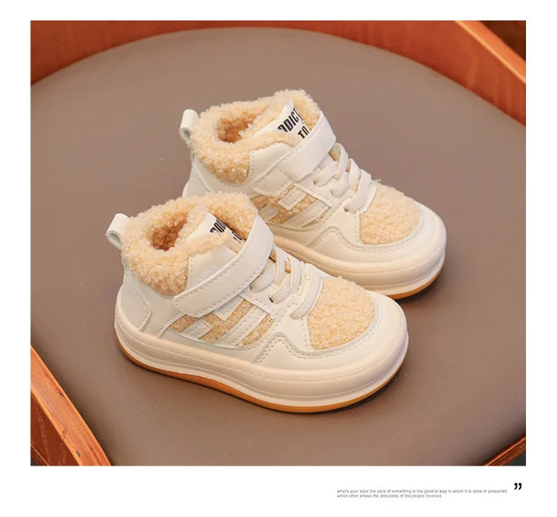 Girls Cotton Shoes Children Plush Thickened Anti-skid Shoes Boys Warm Sports Shoes Baby Soft Comfortable Winter Sneakers