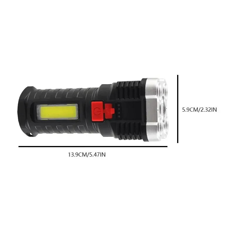Rechargeable High-Power Flashlight with Side Light 3 Lighting Modes for Camping Outdoor Activities And Adventures