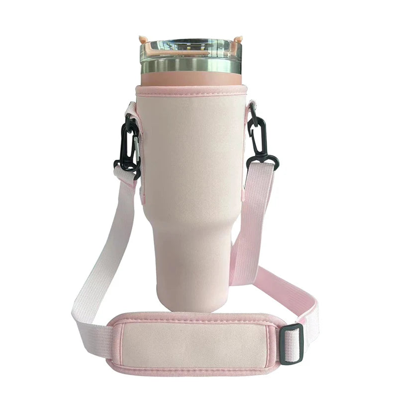 Water Bottle Carrier Bag Compatible with 40oz Tumbler with Handle, Water Bottle Holder with Adjustable Shoulder Strap