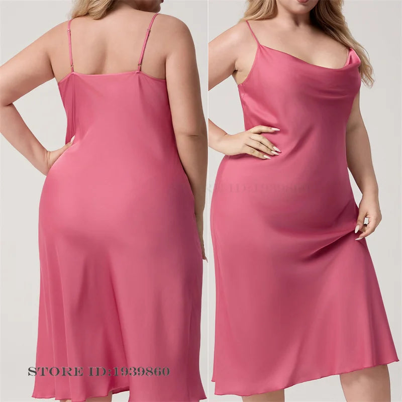 Sexy Burgundy Suspender Nightgown Intimate Lingerie Summer New Silk Satin Sleepwear Home Dress Plus Size Nightdress Loungewear