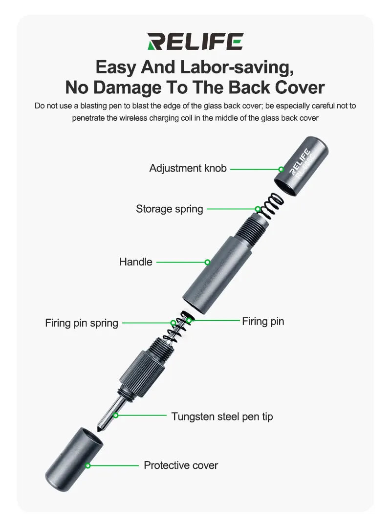 RELIFE RL-066C Back Glass Breaking Pen Phone Rear Camera Disassembly Tools Back Glass Removal Repair Refurbushing Blasting Tool