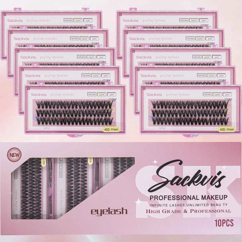 10 Boxes 40D 9-14mm C Curl Wholesale Individual Lashes Makeup False Eyelashes Extension Faux Mink Wispy Eyelash Tool Diy