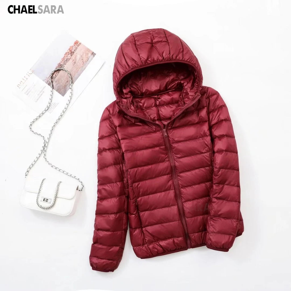 Ultra Light White Duck Down Jacket for Women, Warm Coat for Lady, Female Hooded Parka, Plus Size, 7XL, Autumn and Winter 2024