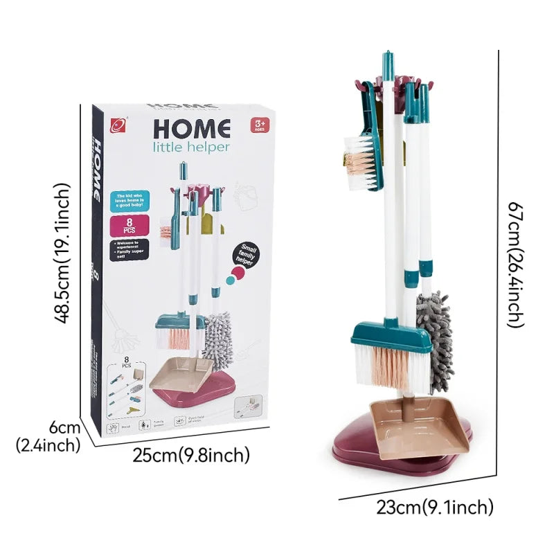 Kids Simulated Life Cleaning Toys Children's Pretend Play Cleaning Set and Sanitation Simulation Broom Vacuum Cleaner Tool Toy