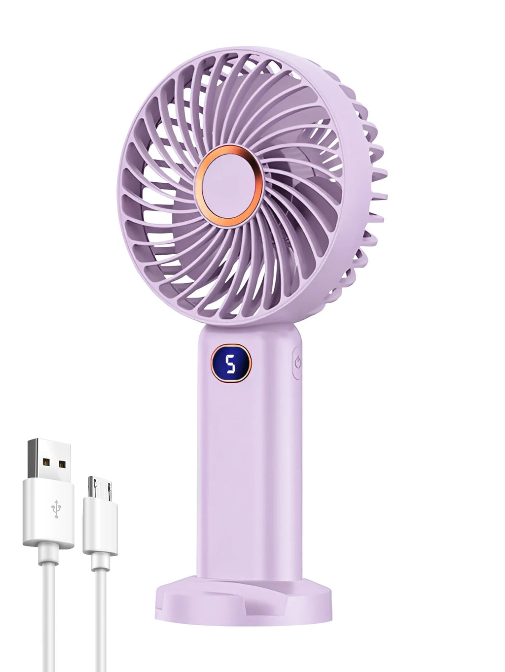 Portable Handheld Fan USB Rechargeable Mini Fan Digital Display 5-Speed Adjustment Suitable For Travel Outdoor Office Home