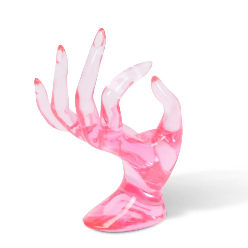 Artistic Hand-Shaped Ring Display Stand - Multi-Functional Plastic Jewelry Organizer for Rings, Bracelets & Necklaces