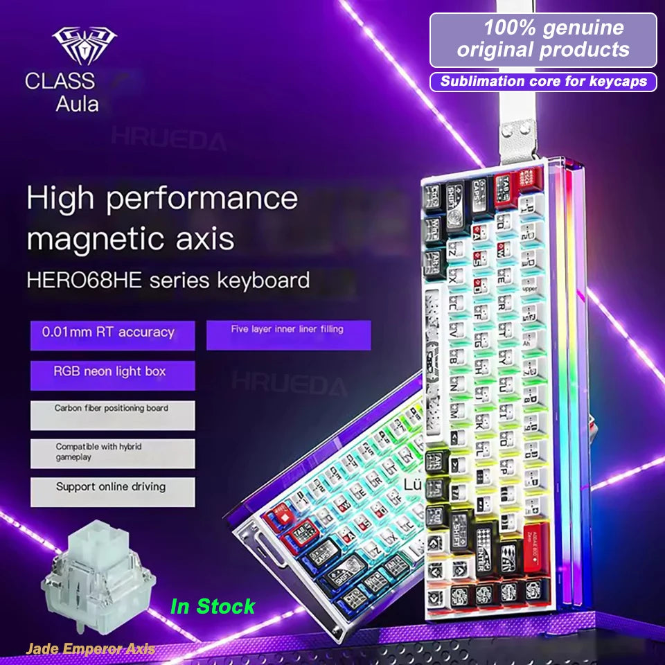 AULA HERO68 HE Magnetic Switch Wired Gaming Keyboard Rapid Trigger 8K Return Esports Gamer Keyboard RGB Wired Gaming Keyboard
