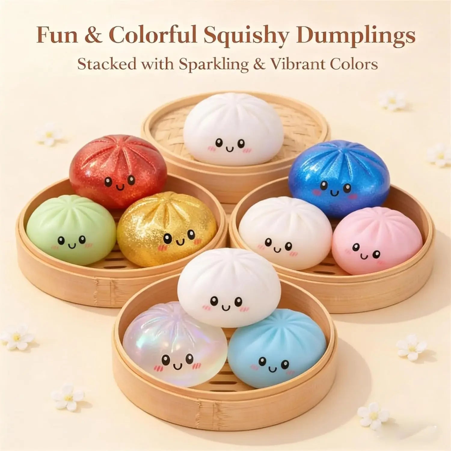 Glitter Dumpling Mystery Box: 10 Colors Random Stress Balls, Aesthetic Desktop Sensory Toy, Creative Office Fidget Gift