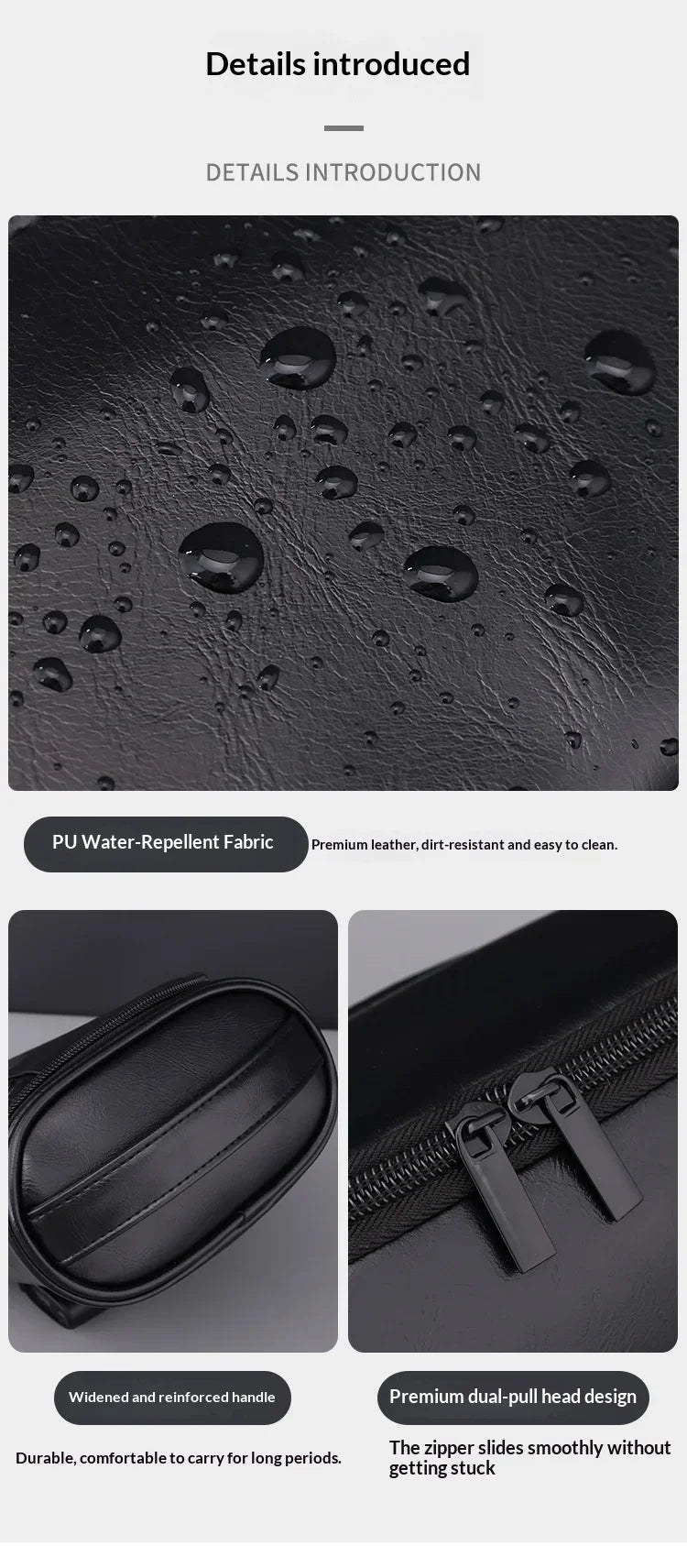 Large Capacity Men Leather Wash Bag Travel Business Trips Portable Cosmetic Bag Multi Pocket Design Handheld Leather Wash Bag LI