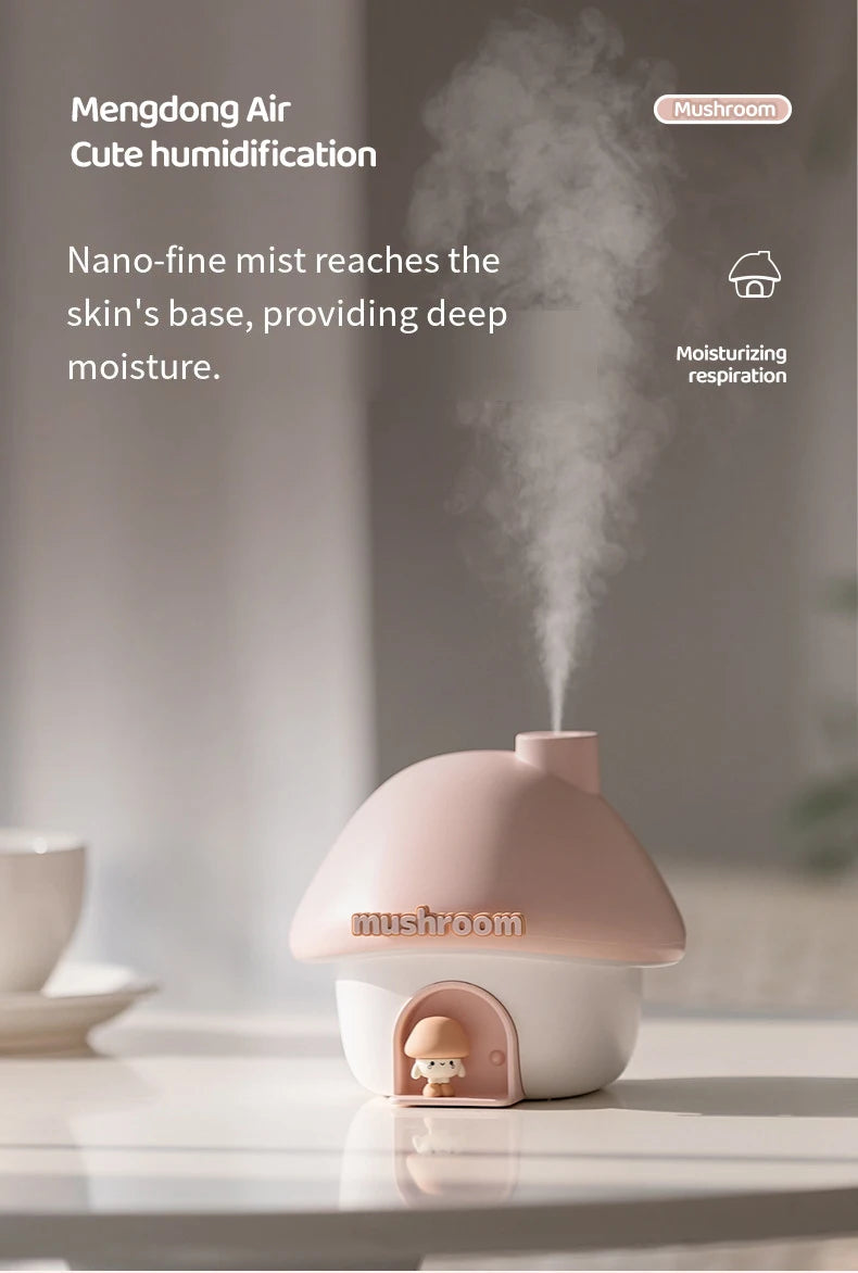 Cartoon Air Humidifier 300ml Mini Essential Oil Aroma Diffusers Colorful Lighting Cute Mushroom House Home Ultrasonic Humidifier