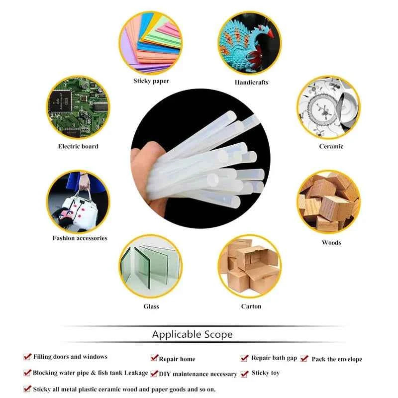 10pcs/Set  7mm/11mmx200mm Clear Transparent Glue Stick Craft Hand Repair Tool Hot Melt Glue Sticks for Gun DIY Art Alloy