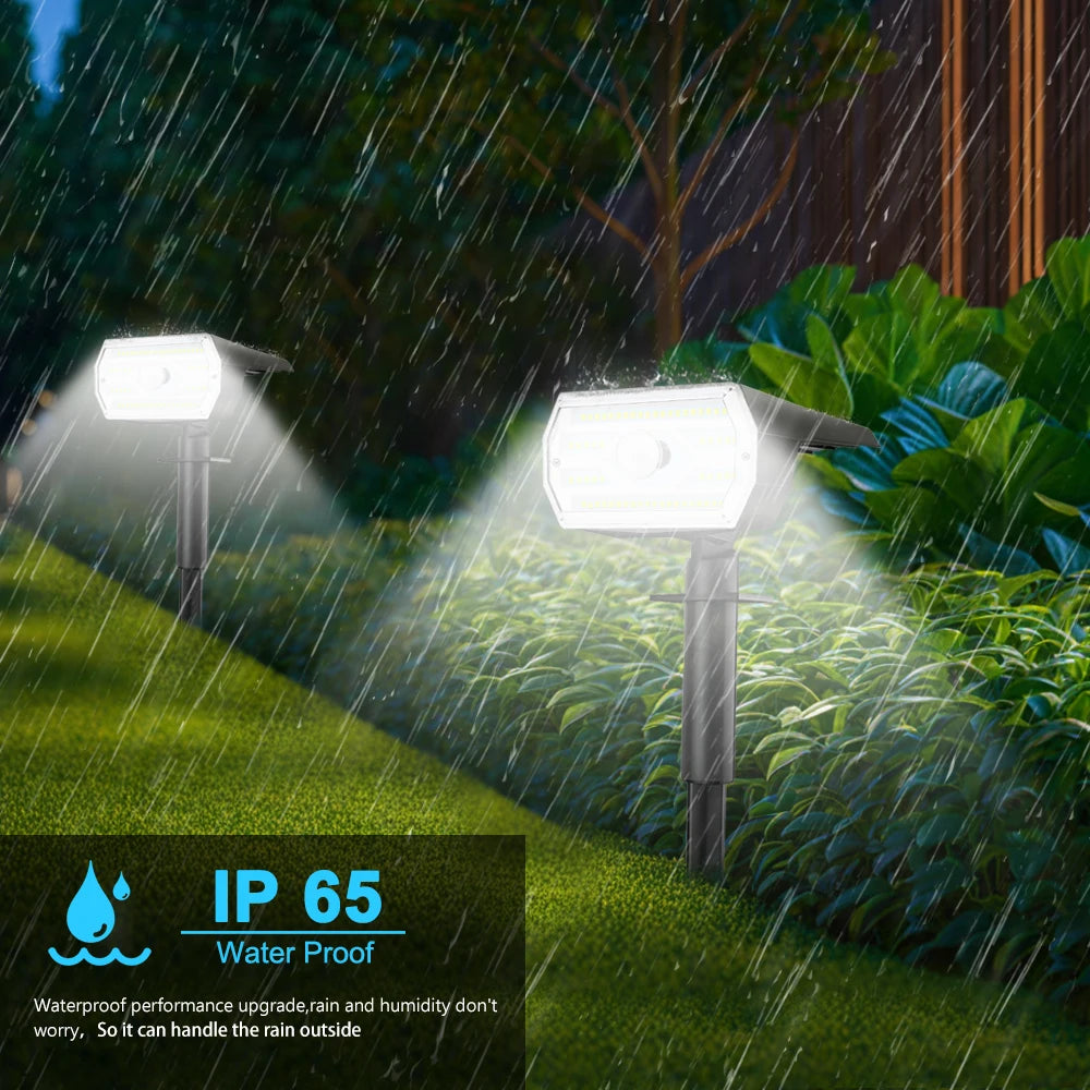 LED Solar Garden Lights 60LED Security Lights Outdoor Motion Sensor Solar Landscape Spotlights 3 Modes Waterproof Yard Wall