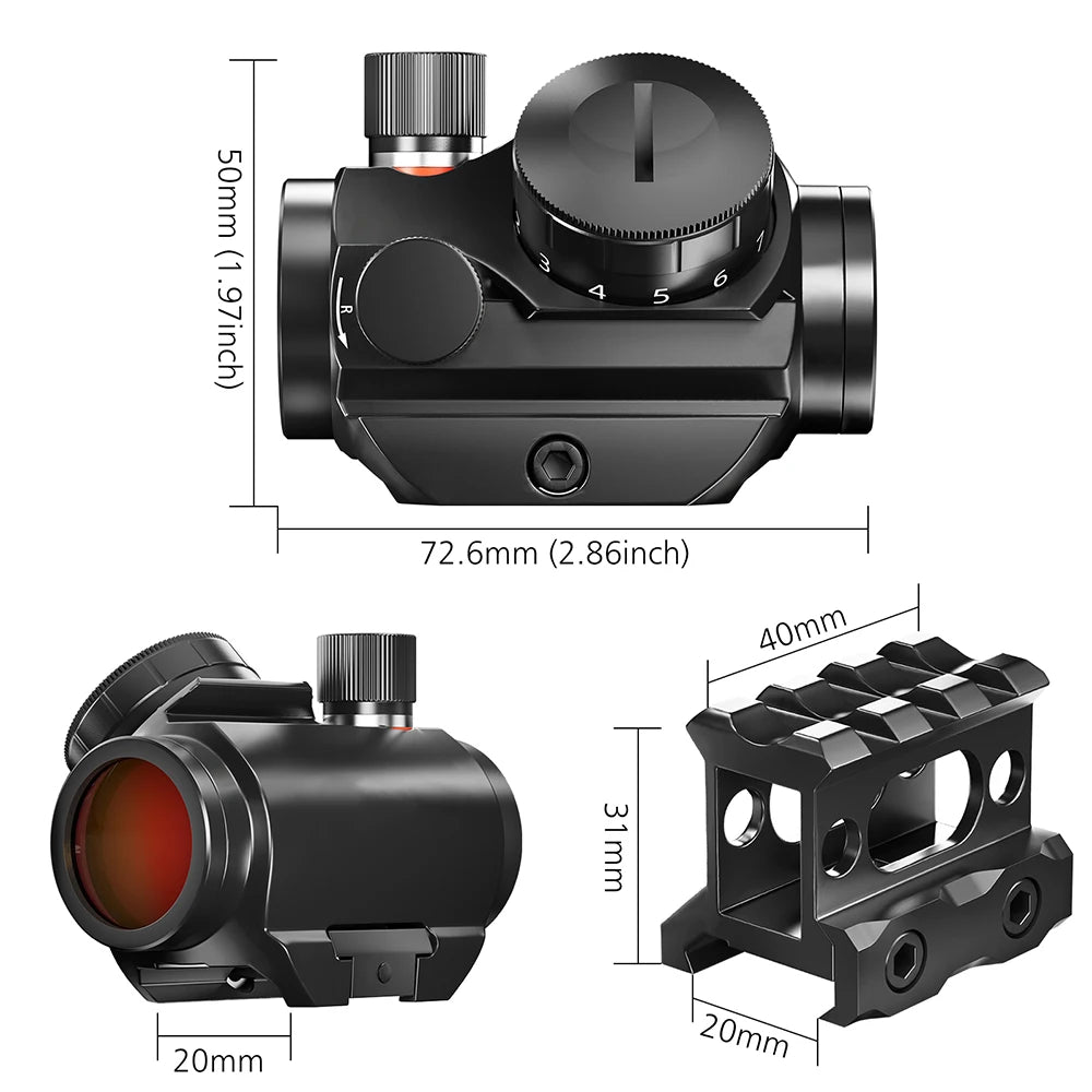 Compact Red Dot Reflex Sight for 20mm Picatinny Rail