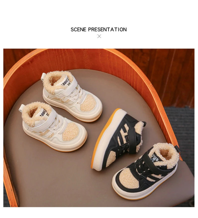 Girls Cotton Shoes Children Plush Thickened Anti-skid Shoes Boys Warm Sports Shoes Baby Soft Comfortable Winter Sneakers