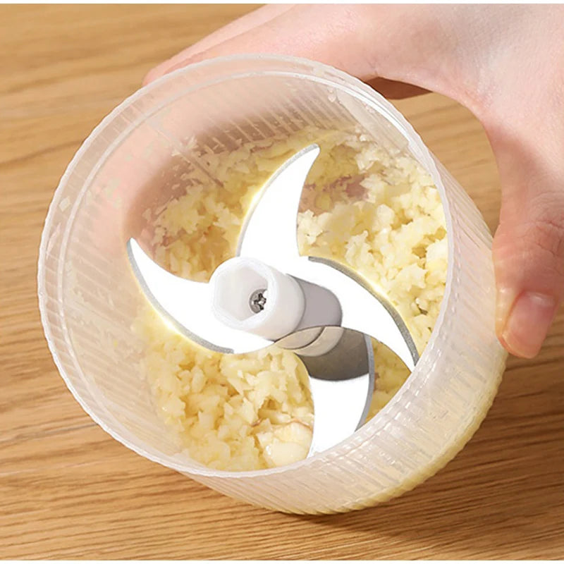 New Electric Garlic Puree Blender Kitchen Mini Food Chopper Meat Grinder With 6 Stainless Steel Blades Small Vegetable Chopper