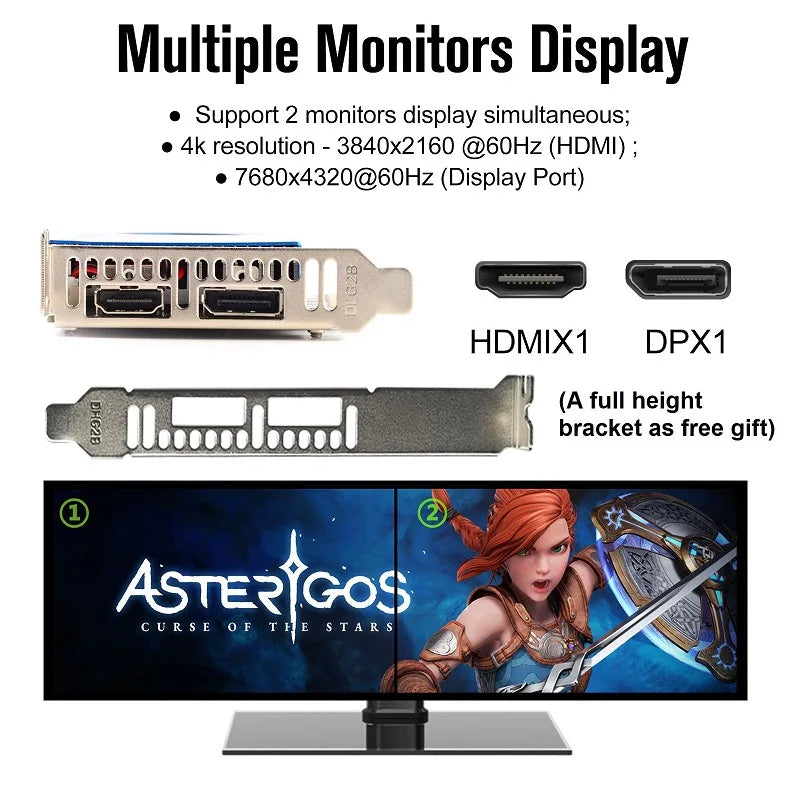 SRhonyra Low Profile Graphics Card 4GB GT730 RX550 GT1030 GTX1050 GTX1050Ti Half Height PCIe Video Card For SFF Thin ITX HTPC