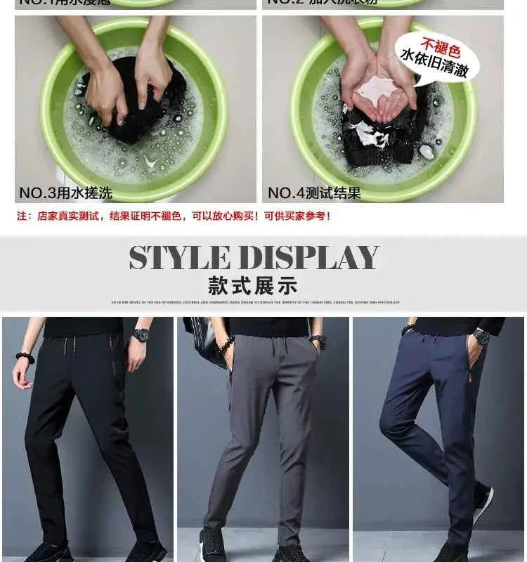 Men's Casual Pants Business Stretch Slim Fit Elastic Waist Jogger Korean Classic Blue Black Gray Male Brand Trousers