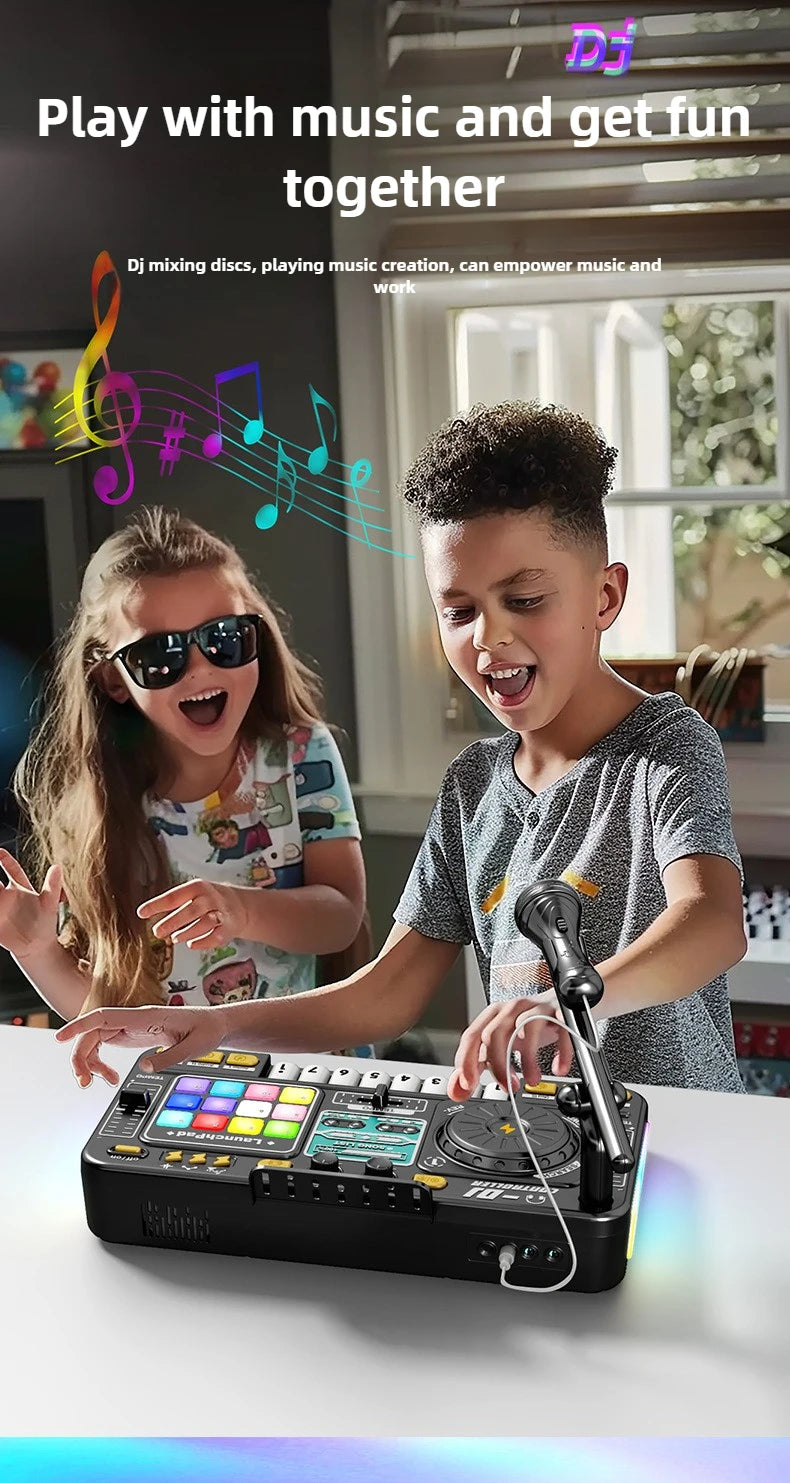 Kids Simulation DJ Mixer Controller Toys Multifunctional Music Effects Electronic Piano Keyboard Learning Birthday Gift Boy Girl