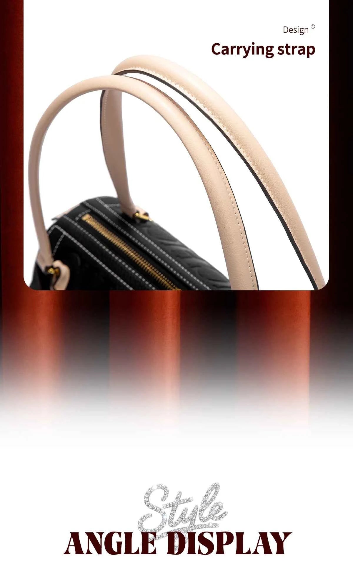 C-H Women's Boston Bag Autumn Winter New Collection Letter Design Texture Shoulder Bags