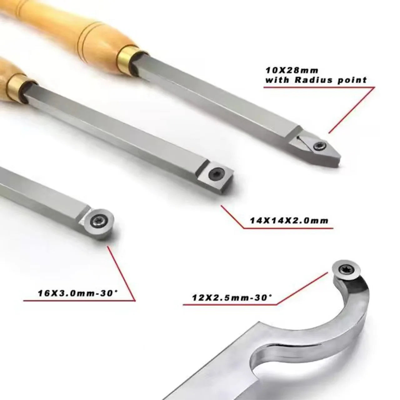 Wood Lathe Tool Handles, Wood Lathe Cutters, Carbide Finishing Tools, Roughing Tools, Medium Finishing Tools, Premium Lathes, Id