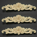 Natural Floral Wooden Carved Applique Wooden Figurines Crafts Corner Frame Appliques Frame Wall Door Furniture Woodcarving Decor