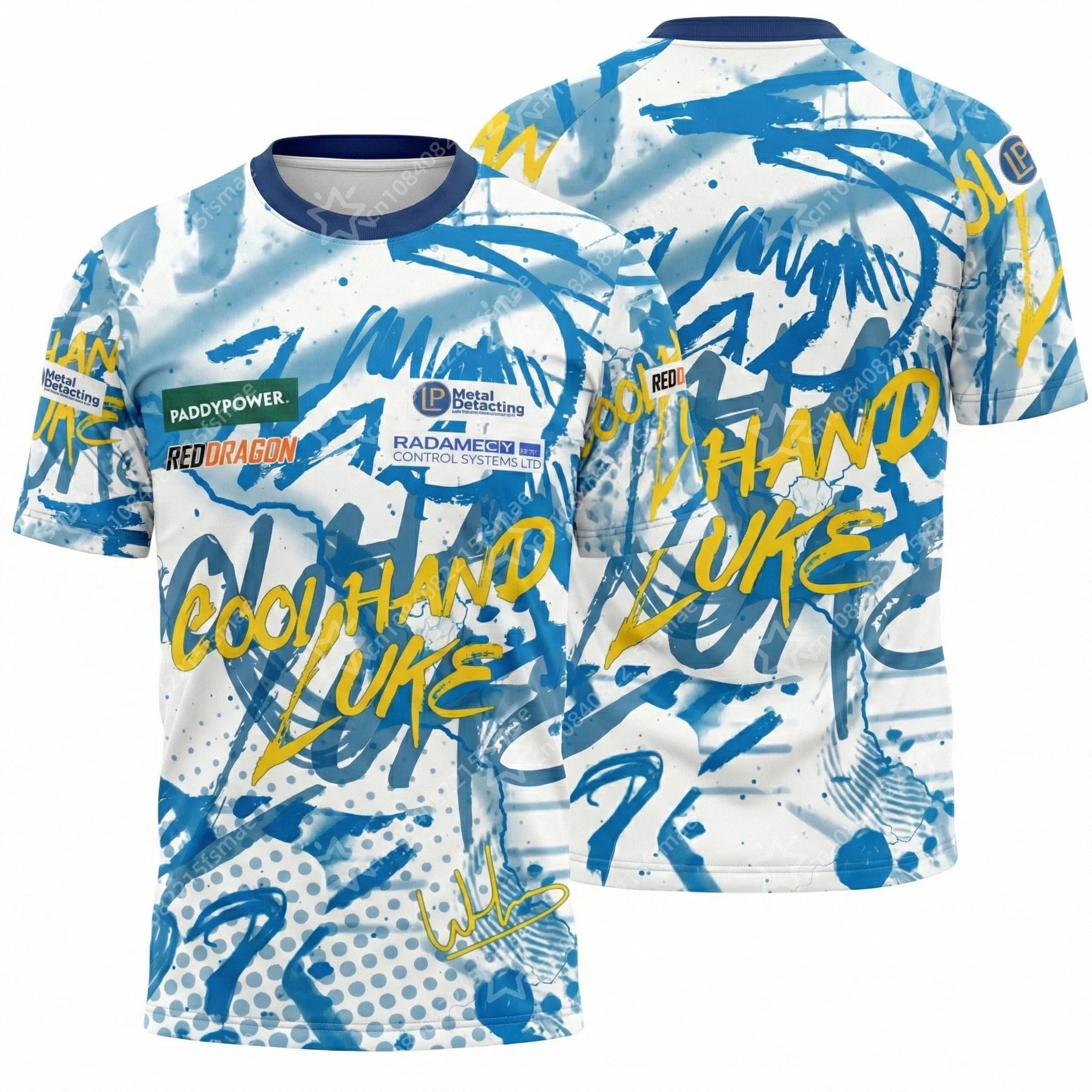 2026 PDC Luke Humphries Darts Jersey Cool Hand Luke Shirt 3D Print Blue Graffiti Sportswear Short Sleeve Tee Professional Tops