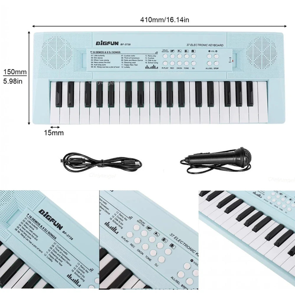 Chriyungel 37 Keys Kids Electronic Keyboard Piano with Microphone Musical Instrument Educational Toys Gift for Boy Girl Toddler