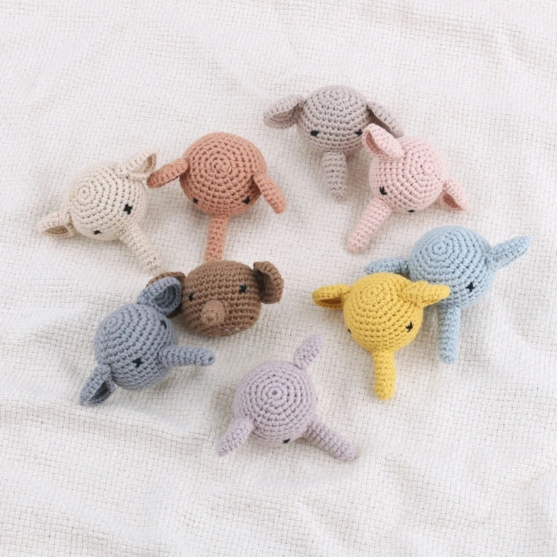Crochet Animal Baby Pacifier Clip Accessories Handmade Knitted Bunny Teether Beads Newborn Nipple Clip Dummy Soother Holder Toy