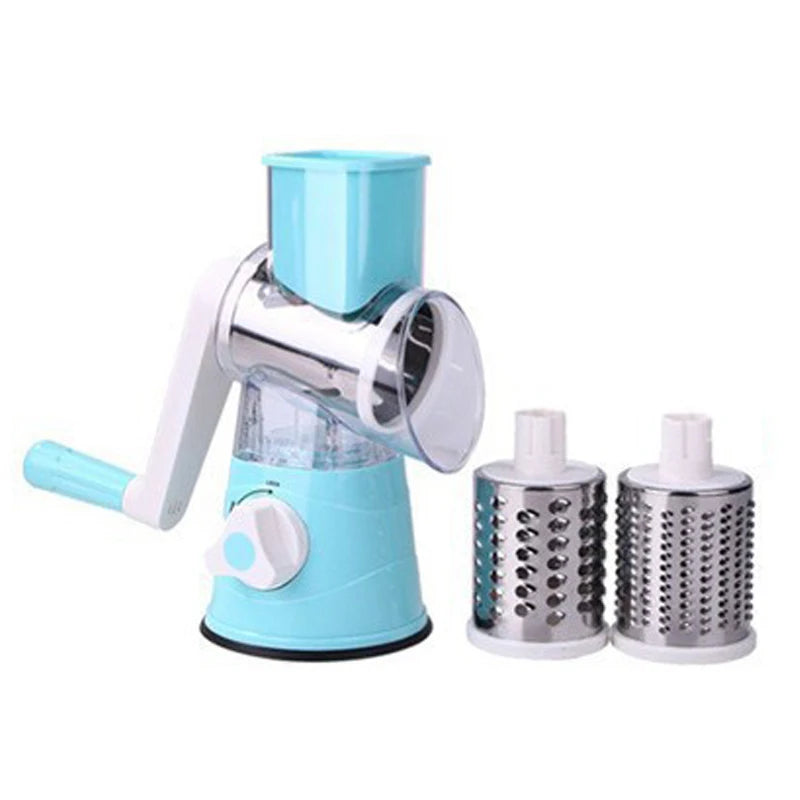 3-in-1 Rotating Cheese Grater Multi-Function Manual Vegetable Slicer Peanut & Cheese Grinder Vegetable Chopper