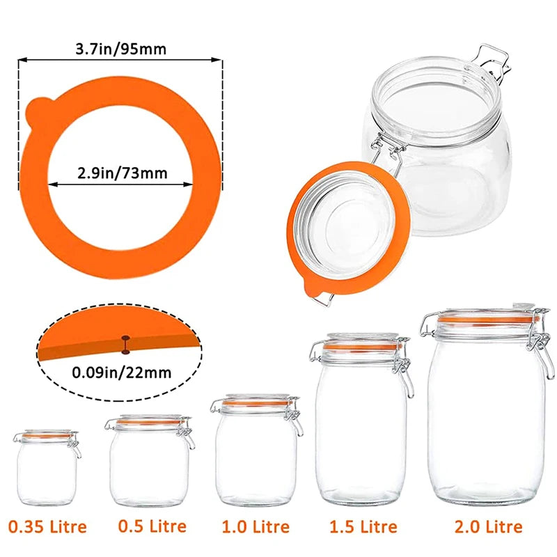 5Pcs Silicone Jar Gaskets Food Storege Jars Replacement Airtight Leak-Proof Rubber Seals Rings Fits Regular Mouth Canning
