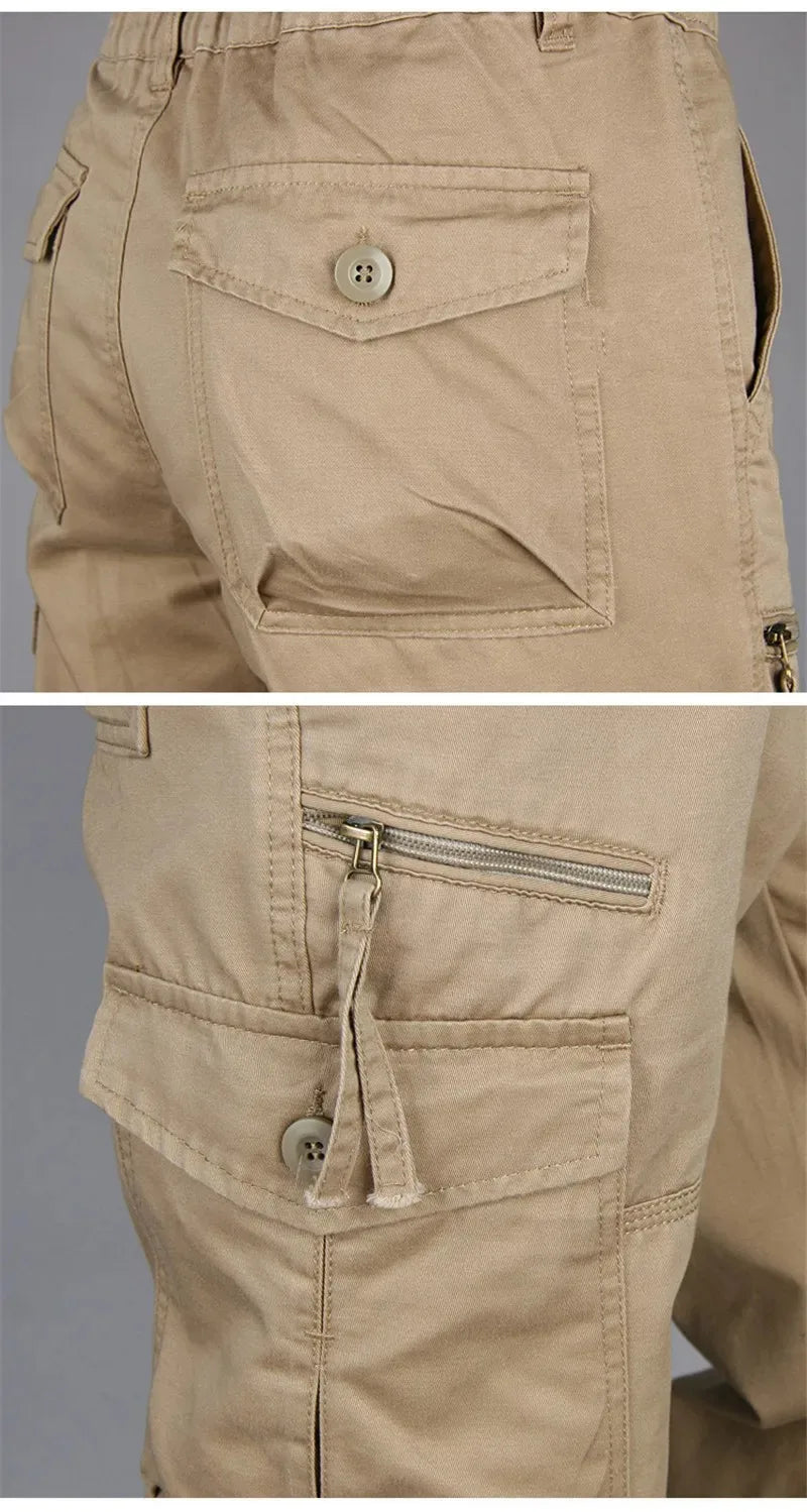 New Men's Pants Multi Pockets Baggy Men Outwear Straight Slacks  Workout Pants Outwear Casual Cotton Long Trousers