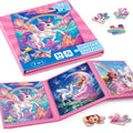Puzzles magnétiques dinosaures pour enfants 3 en 1, jouets de voyage, jeux éducatifs Montessori, cadeaux d'anniversaire filles et garçons