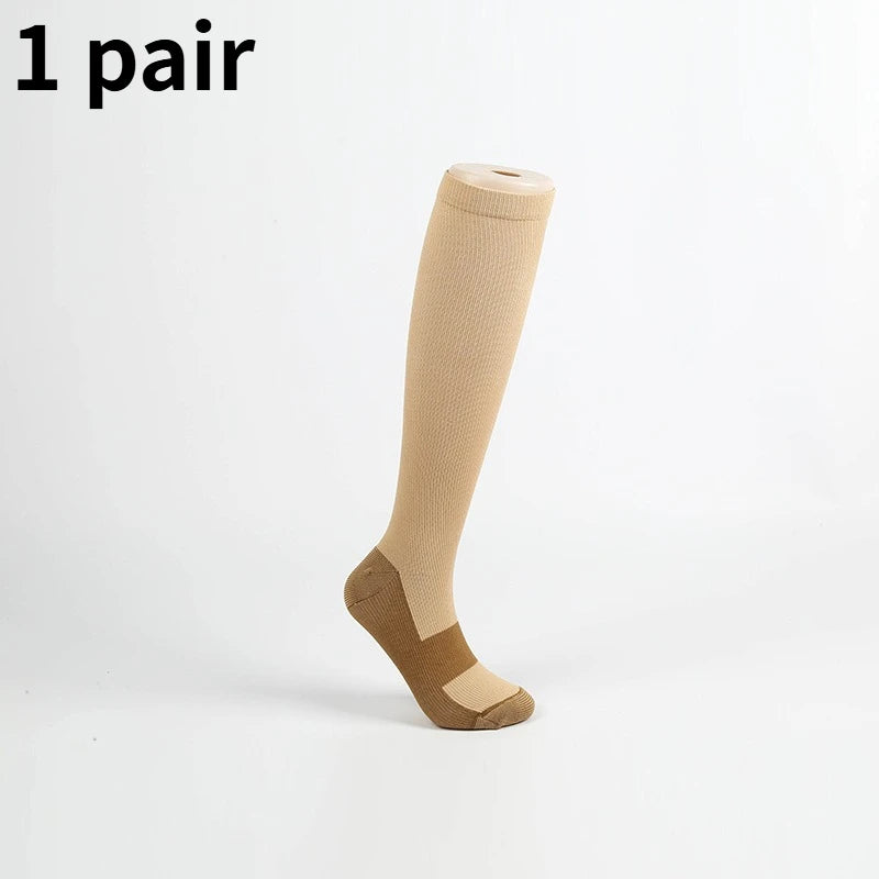 1/5 Pairs Copper Compression Socks High Unisex Graduated Pressure Stockings Anti Fatigue Pain Relief Sports Travel Socks