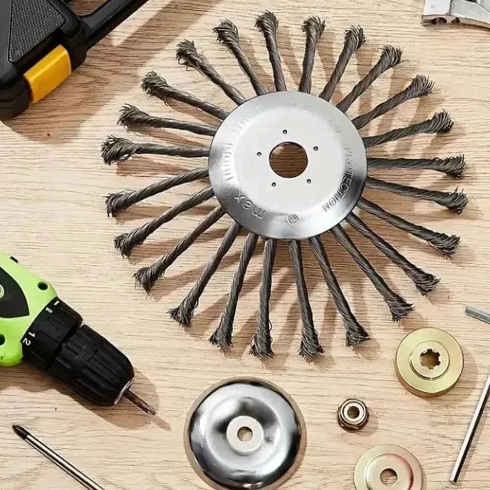 10 Inch Steel Wire Wheel Brush Universal Garden Grass Trimmer Head Removal Rust Weed Brush Cutter Head Lawn Mower Brush Cutter